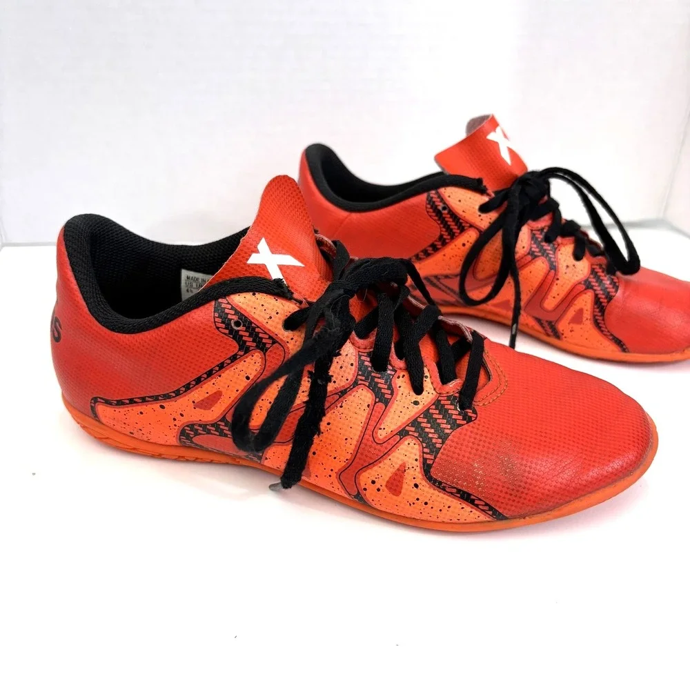 Adidas X 15.4 Indoor Soccer‎ Shoes Youth Size 4.5 Orange Sneakers S83170